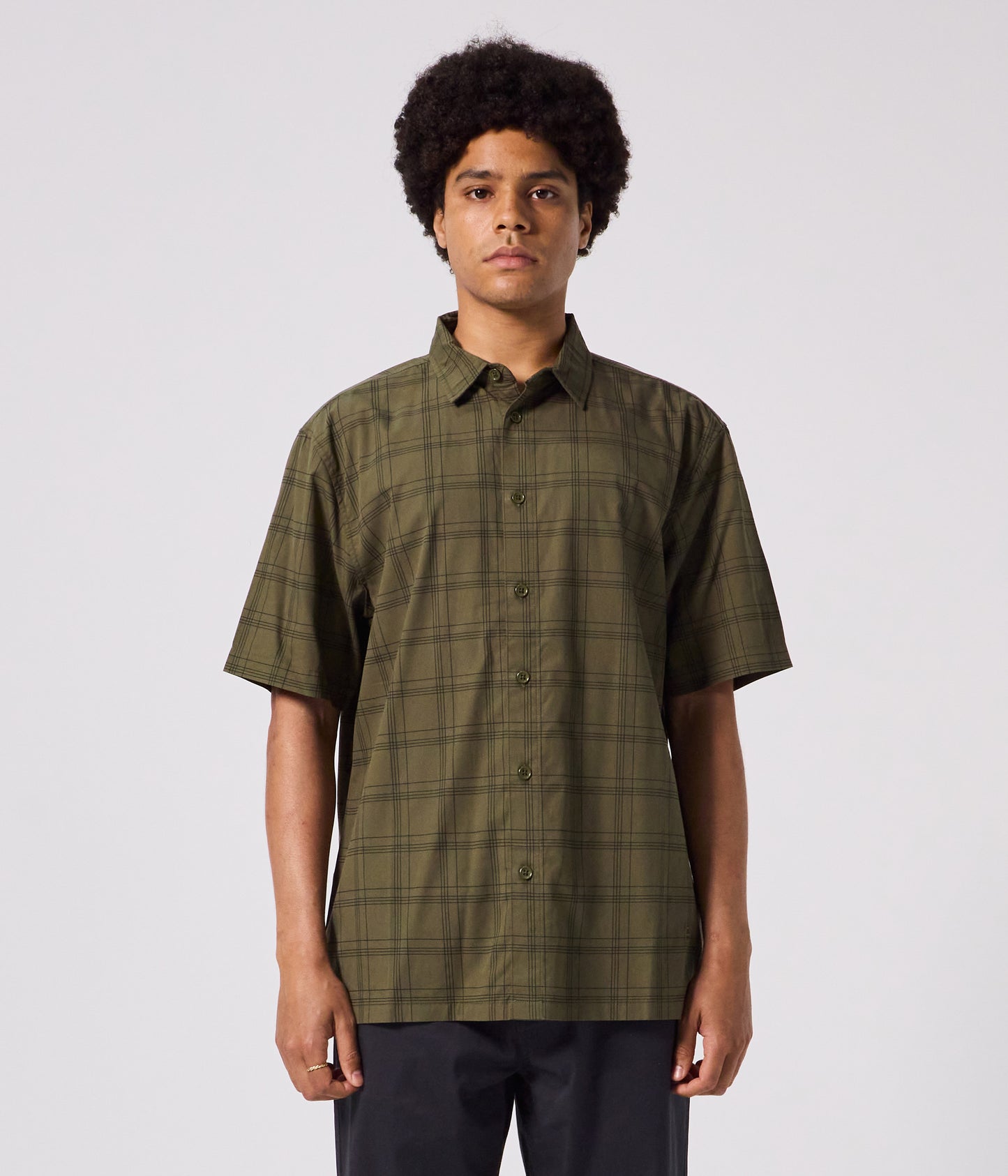 WINDOWPANE SS SHIRT // OLIVE