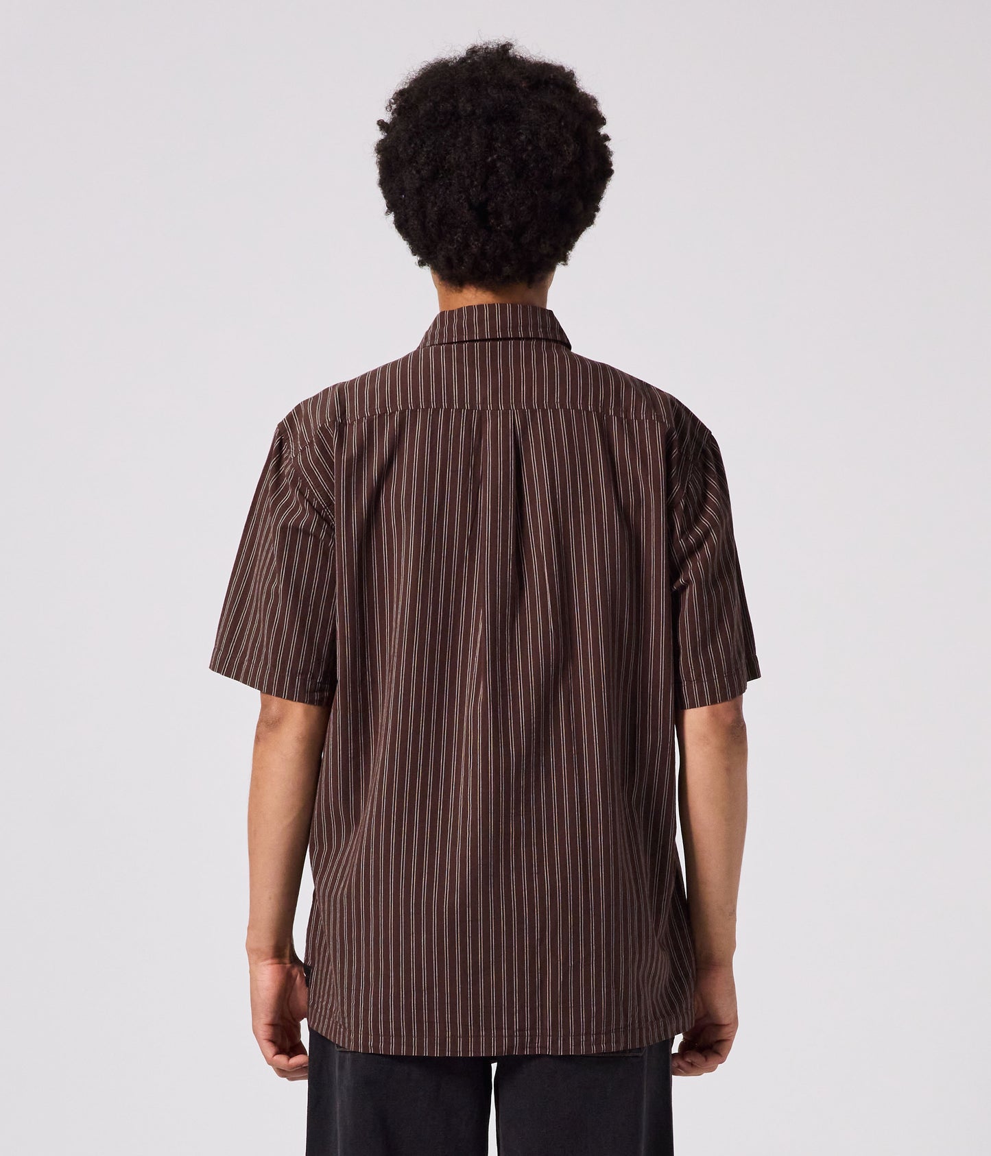 REYNOLDS STRIPE SS SHIRT // BROWN *LAST SIZE*