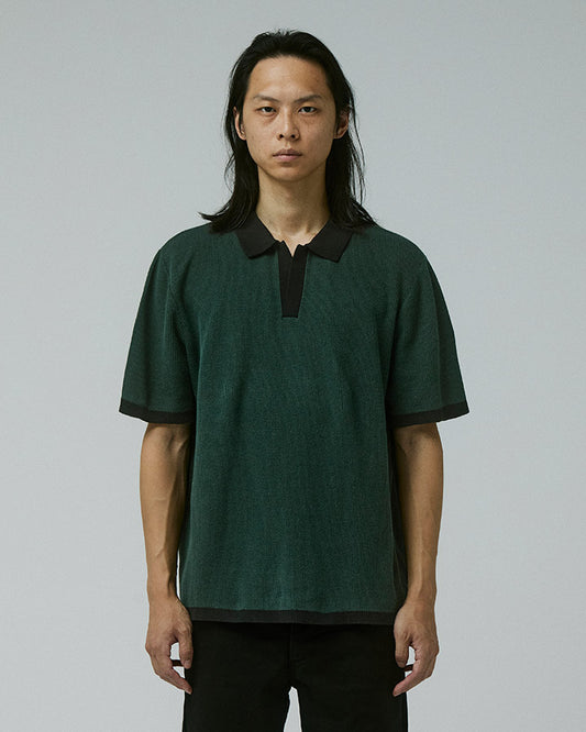 AG OPEN COLLAR POLO // PETROL
