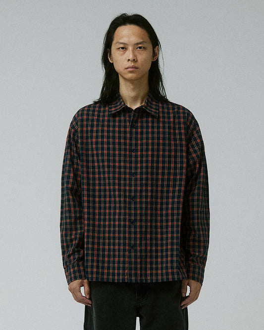 VIVIAN CHECK LS SHIRT // NAVY