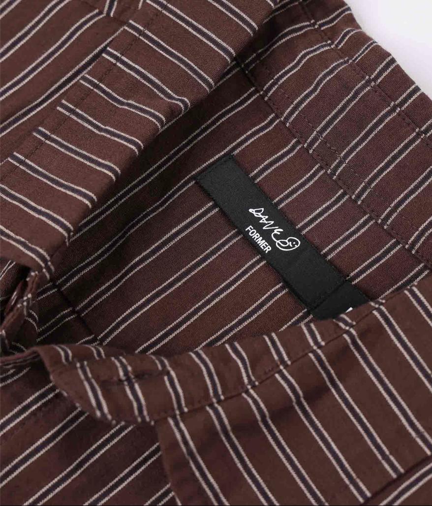 REYNOLDS STRIPE SS SHIRT // BROWN *LAST SIZE*