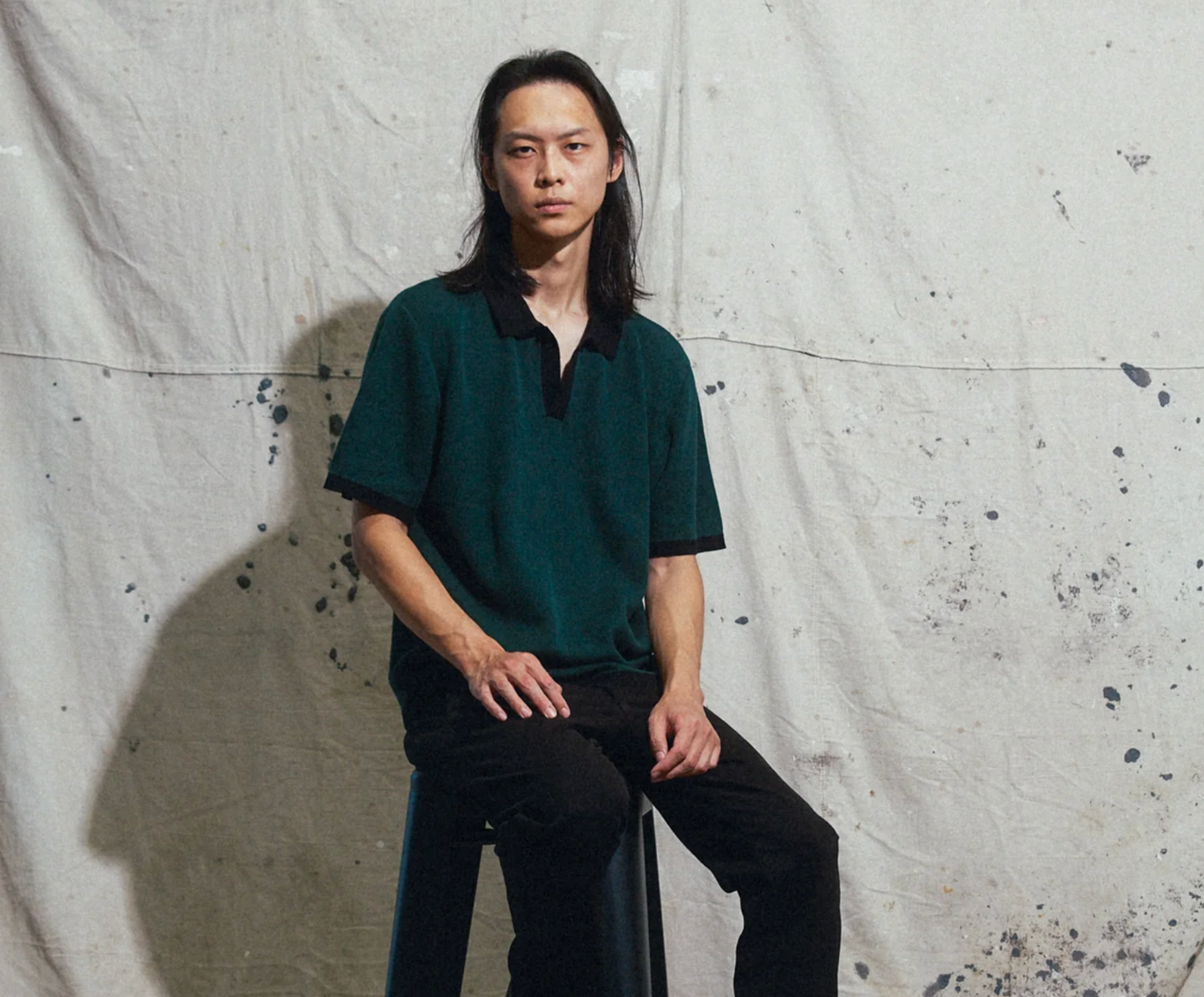 AG OPEN COLLAR POLO // PETROL