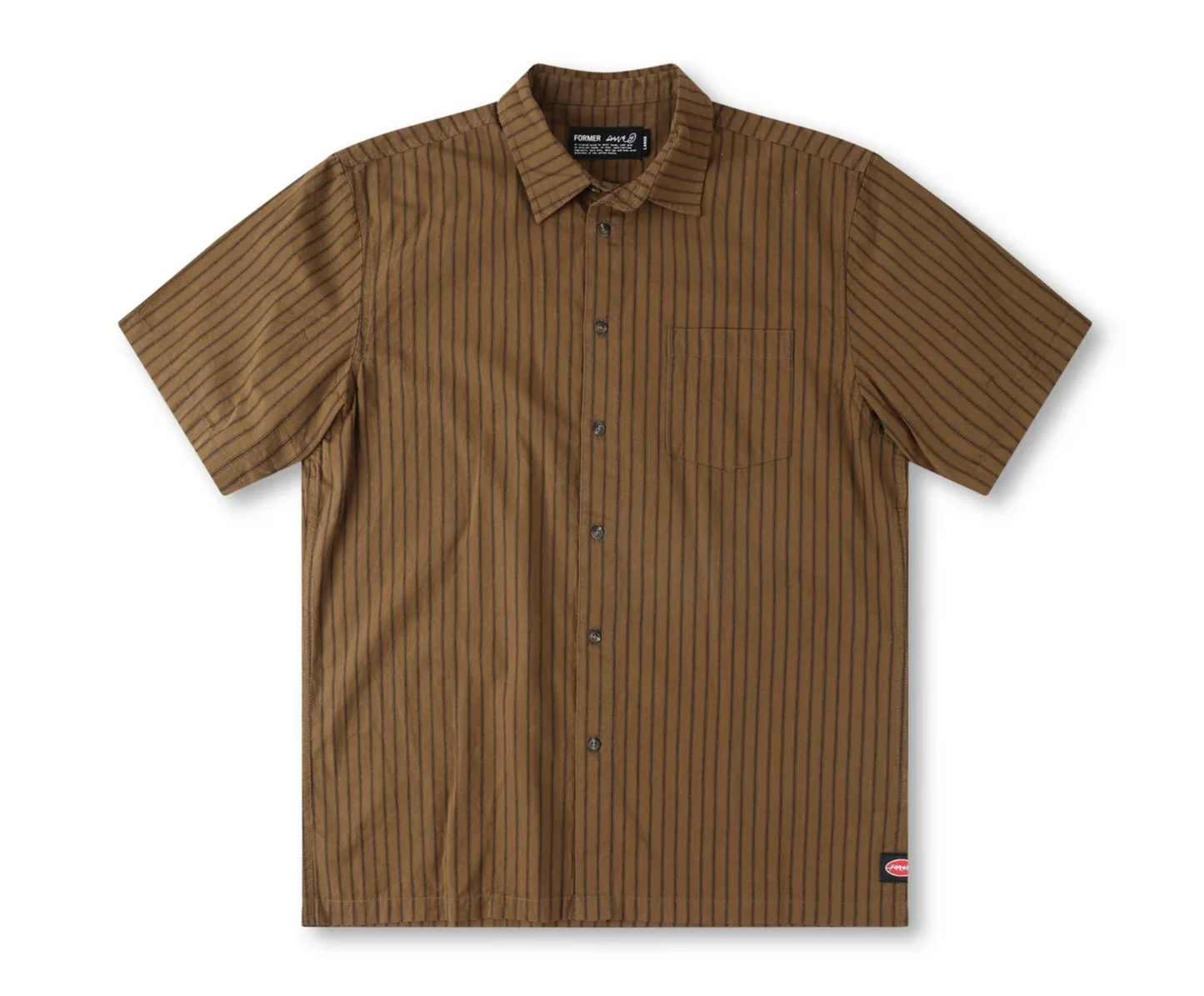 REYNOLDS STRIPE SS SHIRT // BARK *LAST SIZE*