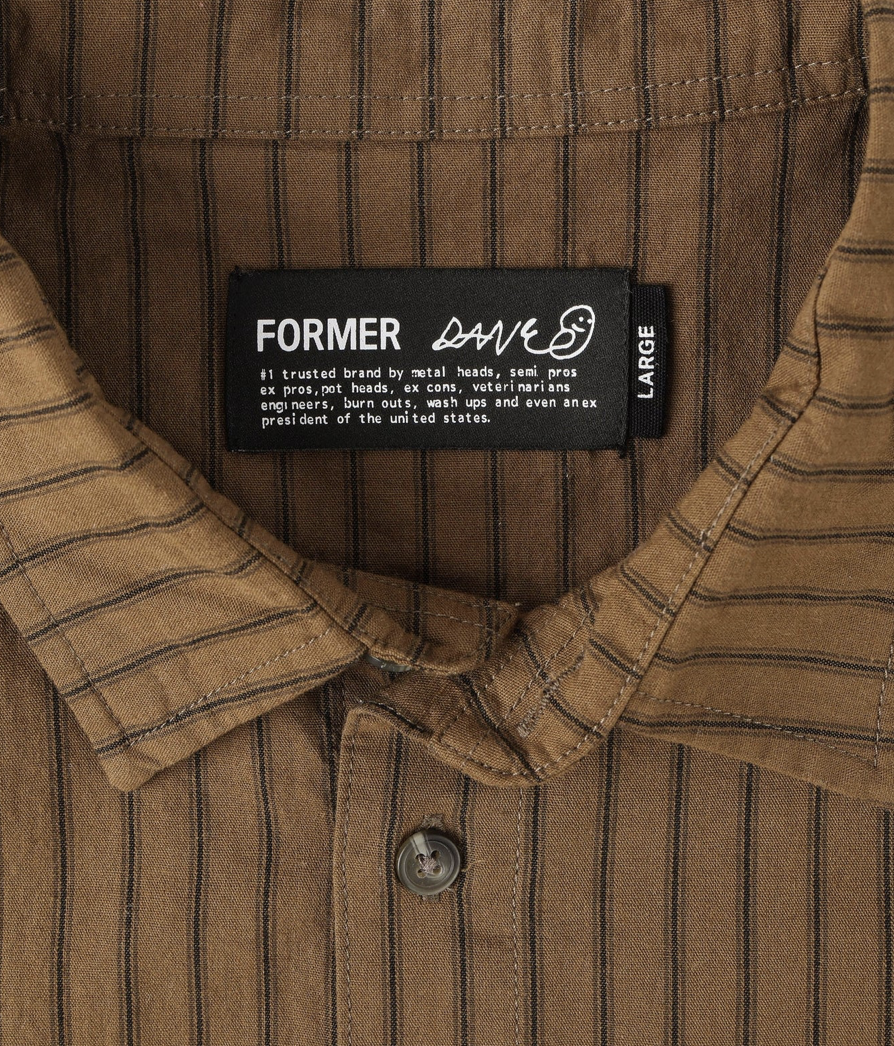 REYNOLDS STRIPE SS SHIRT // BARK *LAST SIZE*